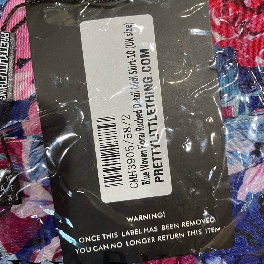 Blue Woven Floral Ruched detail midi Skirt - Picture 3 of 4